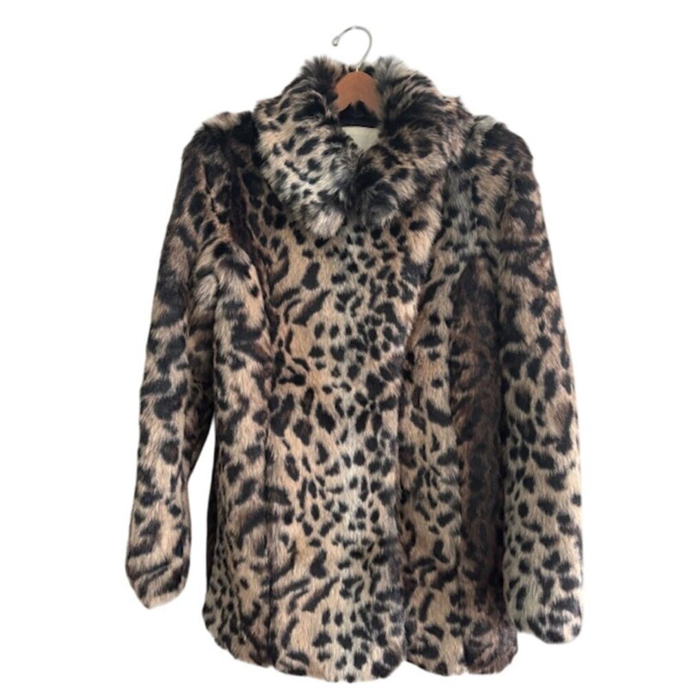 Denim & Supply Ralph Lauren Snow Leopard Faux Fur Coat- Women's Size S